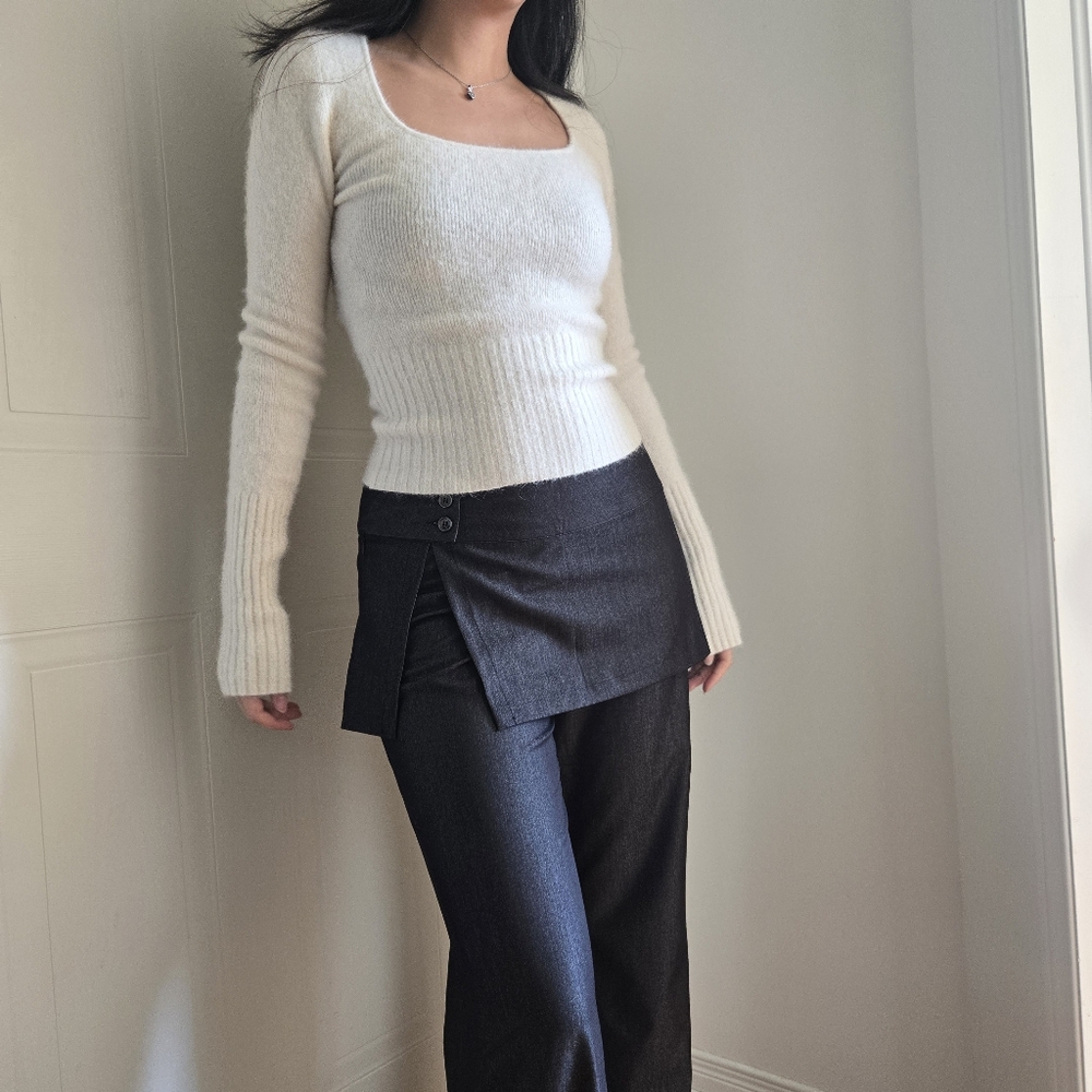 Square Neck Alpaca Fitted Sweater